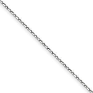 1.4mm 10k White Gold Solid Diamond Cut Cable Chain Necklace, 18 Inch
